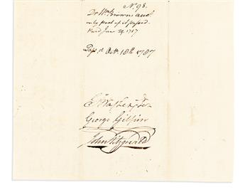 WASHINGTON, GEORGE. Endorsement Signed, "G:Washington," as President of the Potomac Company, approving sheet of accounting for the Comp
